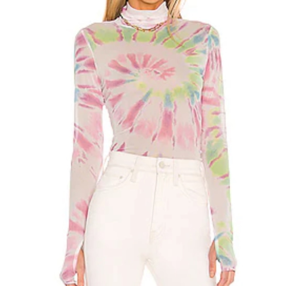 AFRM Zadie Sheer Blanc Spiral Tie Dye Top